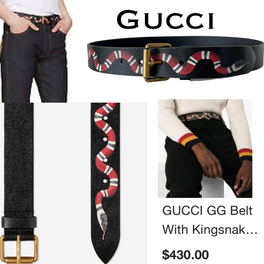 SOLD!! NOT FOR SALE Gucci Kingsnake Leather Belt 95/38”